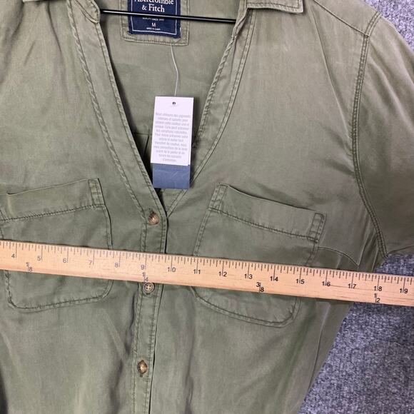 NEW $68 Abercrombie & Fitch‎ Olive Belted Shirtdress Long Sleeve SZ M - Picture 4 of 11